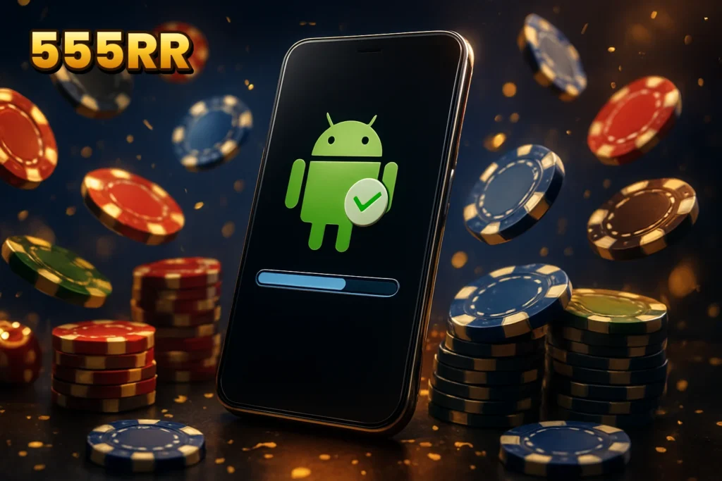 555RR | Steps for 555RR APK installation on Android 555RR – Steps for 555RR APK installation on Android devices in Bangladesh, showing download progress.