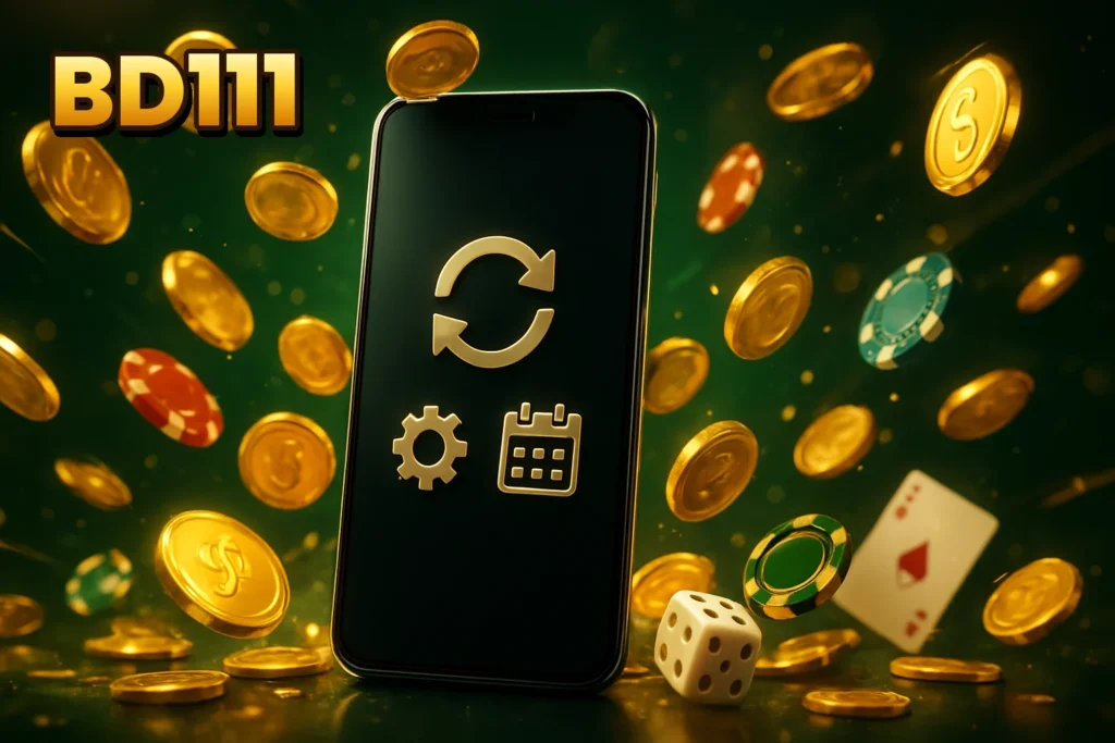 BD111 – Mobile phone displaying an update notification icon, signifying the latest BD111 app version for 2026.