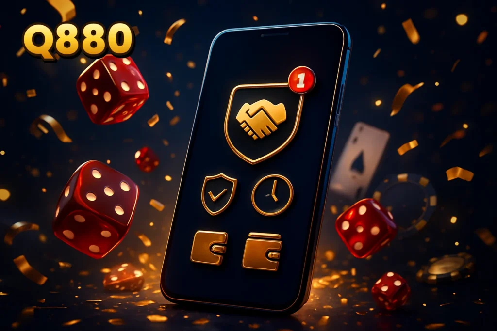 Q880 | Q880 app benefits: secure transactions, fast Q880 – Q880 app benefits: secure transactions, fast access, and user trust symbols on mobile.